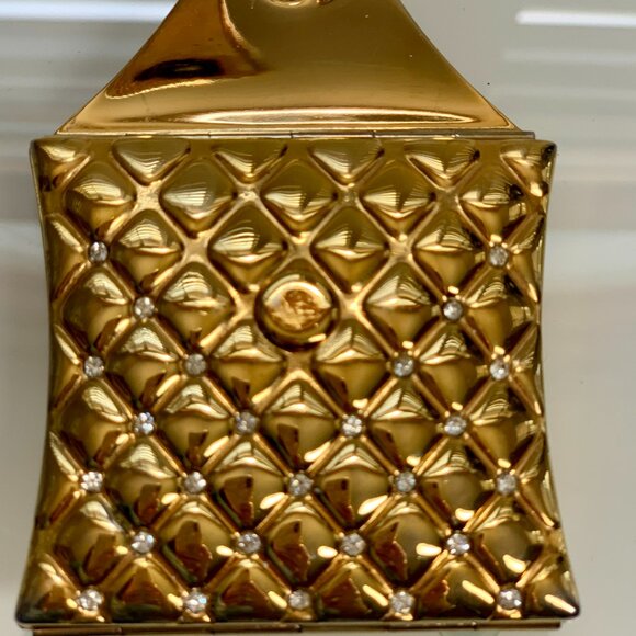 Adrienne Limited Edition Gold Quilted Purse-Style Compact w/Mirror & Powder Well - Picture 4 of 6